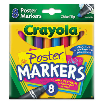 Crayola® Washable Poster Markers, Broad Chisel Tip, Assorted Colors, 8-pack freeshipping - TVN Wholesale
